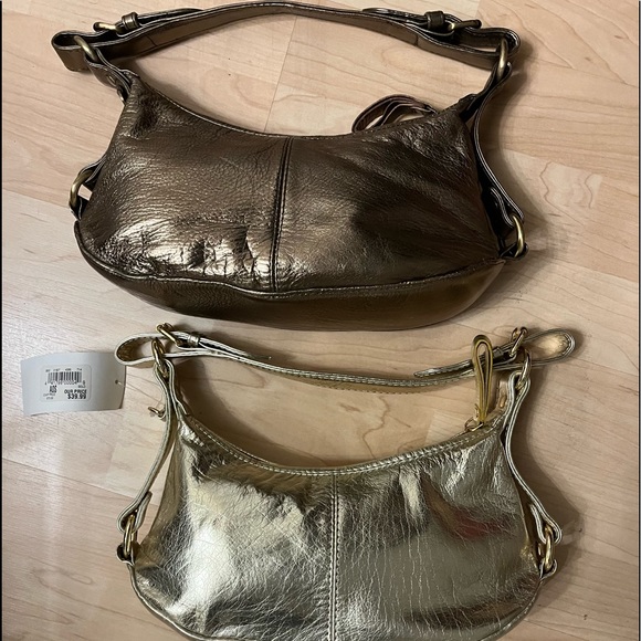 🔥🔥🔥New & Like New Leather Calvin Klein Mini Handbags-ready to go! Gold & Bronze! - Picture 2 of 4